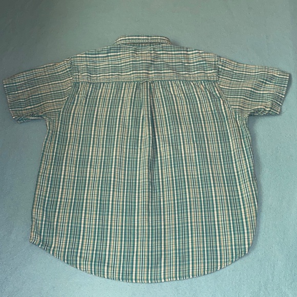 ST. JOHN’S BAY button up short sleeve cotton camp shirt turquoise white size L - Picture 7 of 9